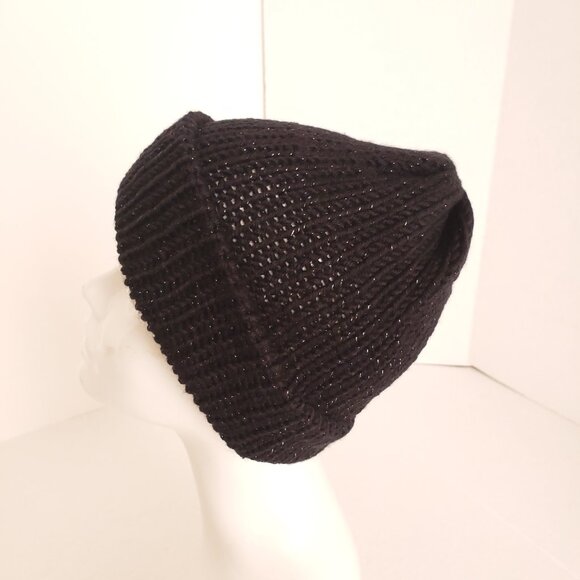 Unisex Adults Crochet Black Color With Shiny Flakes Cute Hat Beanie - Picture 4 of 9